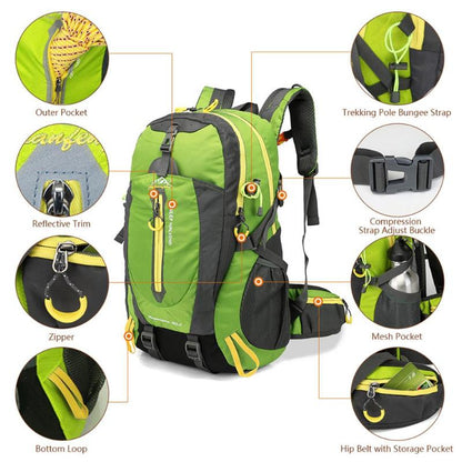 Waterproof Climbing Backpack Rucksack 40L Outdoor Sports Bag