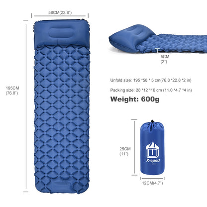 X-eped Camping Mat Sleeping Pad Self Inflatable Mattress With Pillow