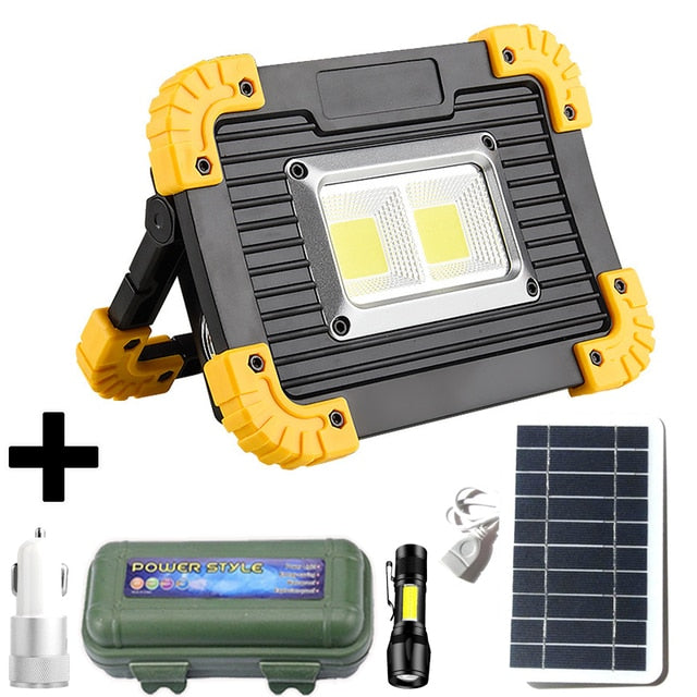 Solar Panel Set Spotlight Portable Solar Power Saving COB LED Travel Light